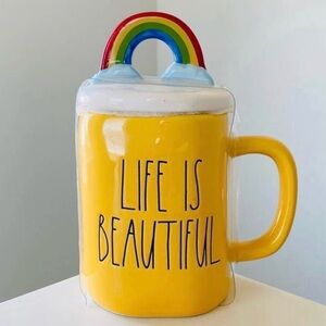 Rae Dunn Life is Beautiful Mug with Topper